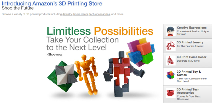 Amazon's 3D Printing Store, ecco lo store dei prodotti che non esistono